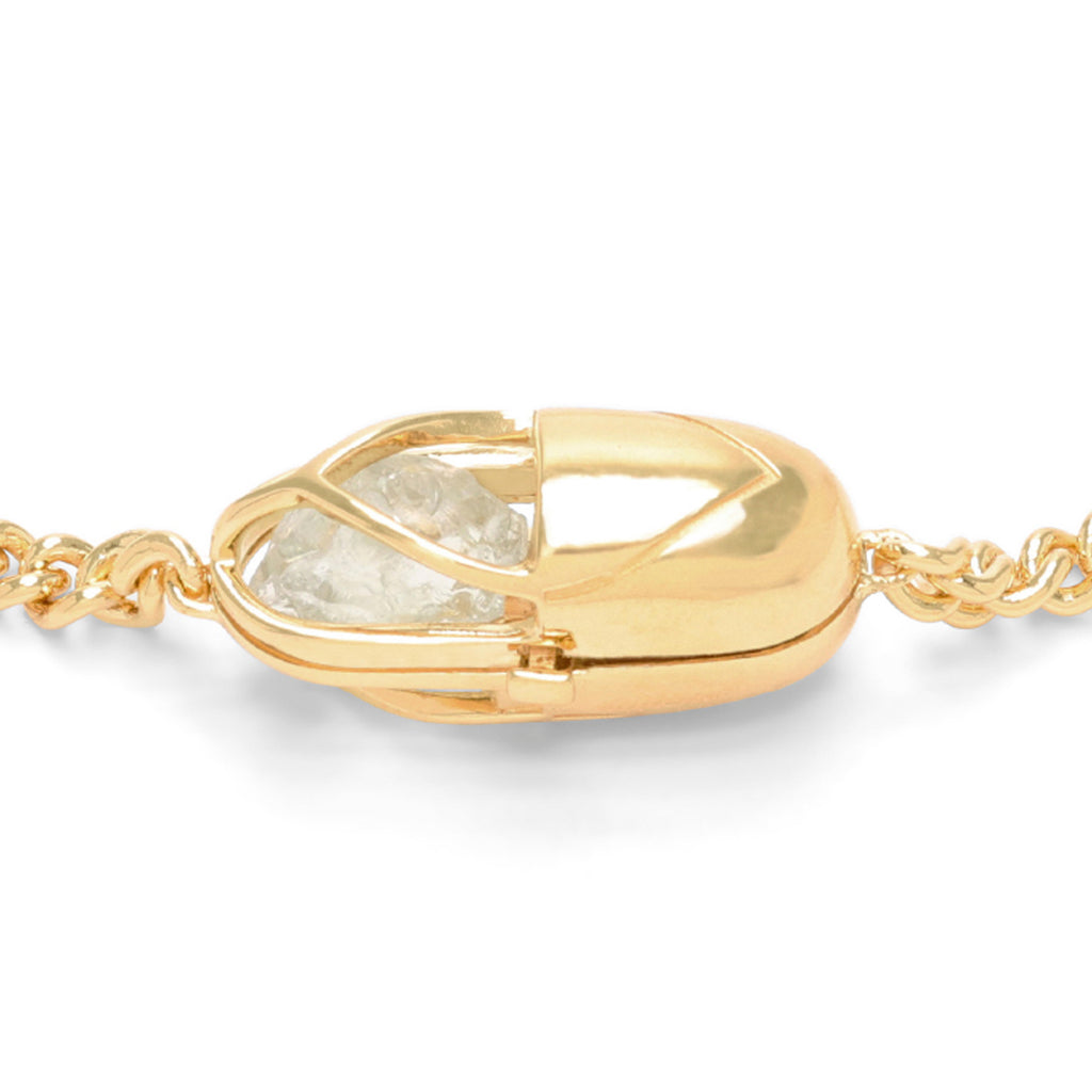 Capsule Crystal Chain Necklace - 24kt gold vermeil