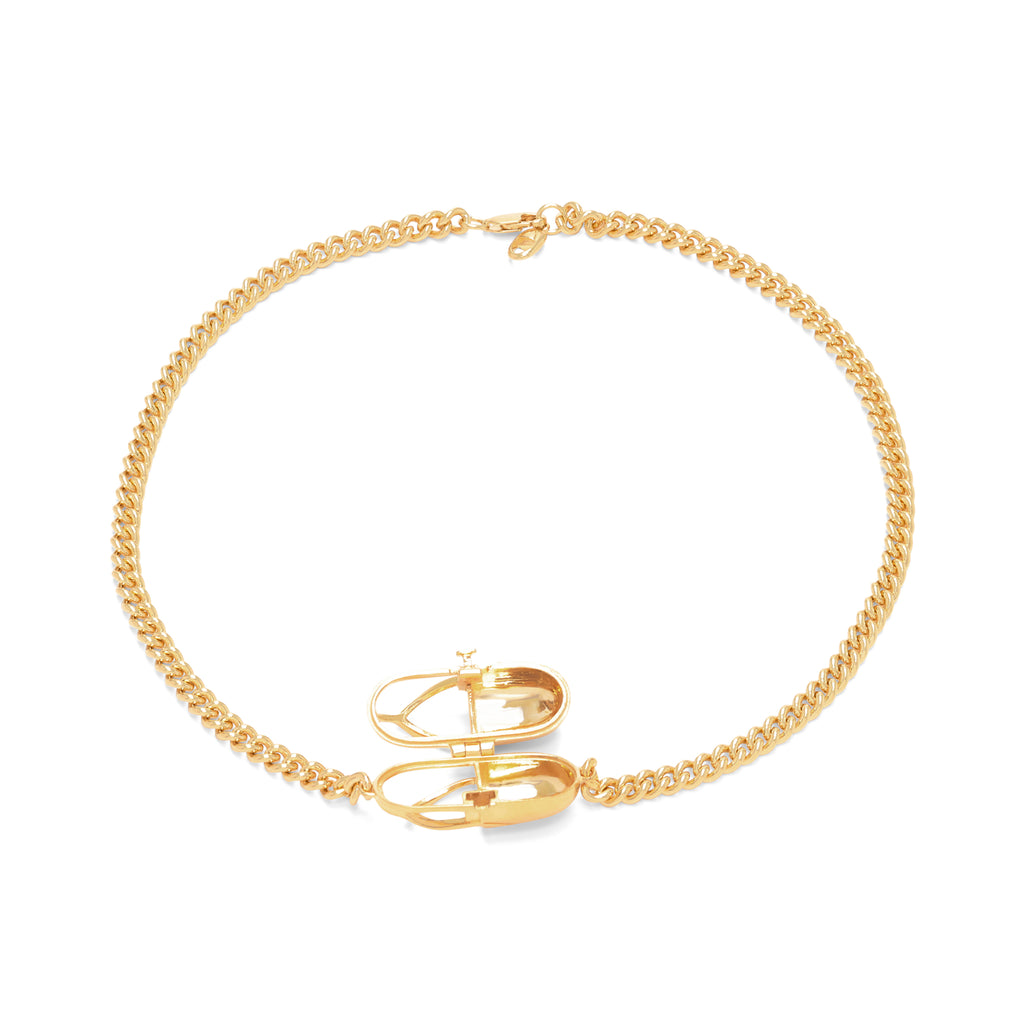 Capsule Crystal Chain Necklace - 24kt gold vermeil