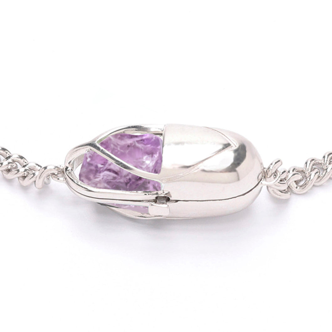 Capsule Crystal Chain Necklace - Sterling Silver