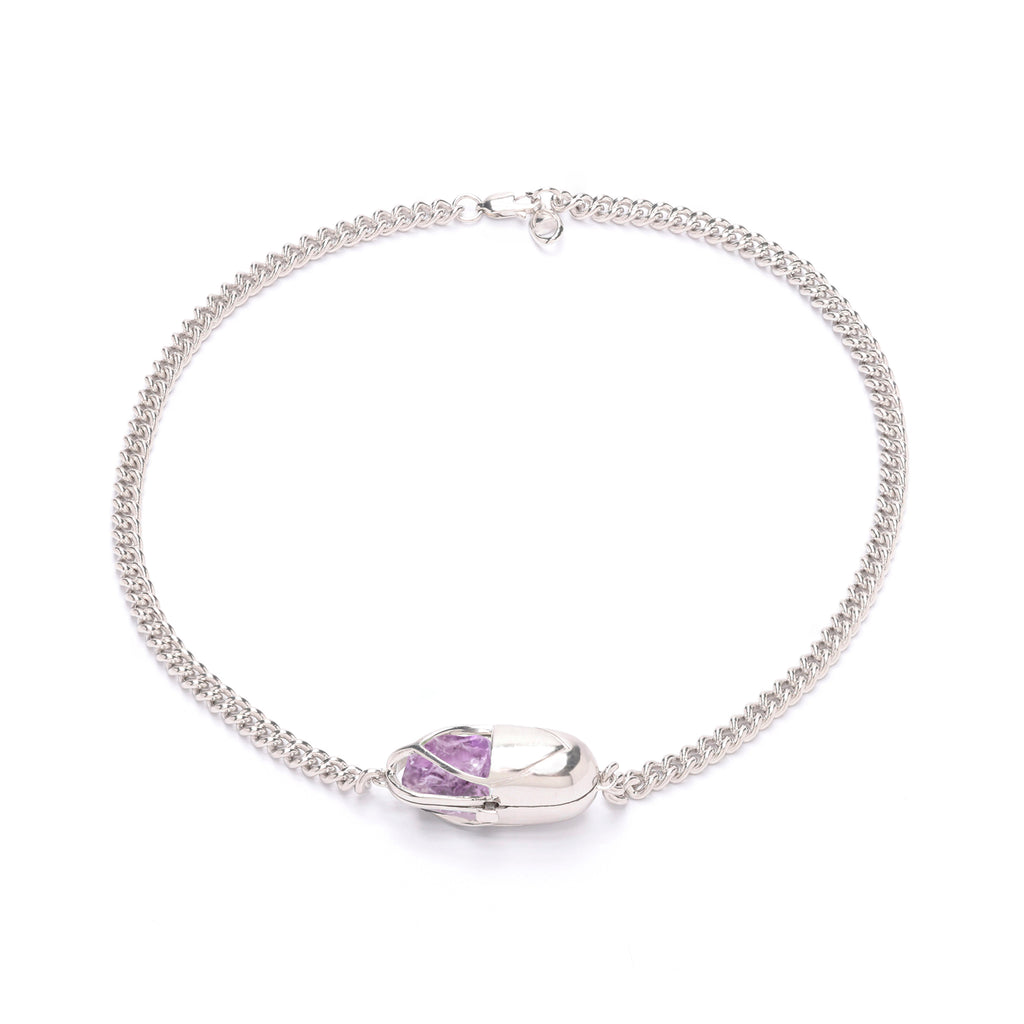 Capsule Crystal Chain Necklace - Sterling Silver
