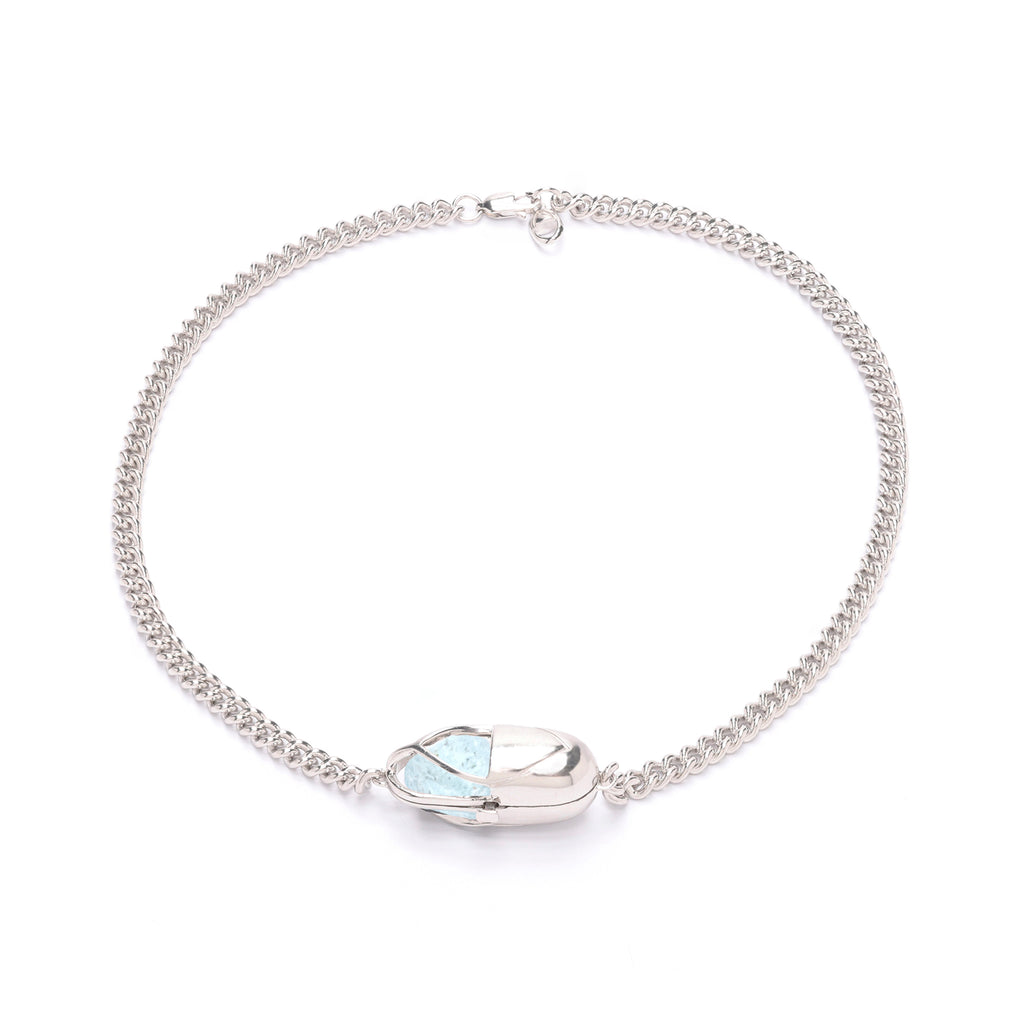 Capsule Crystal Chain Necklace - Sterling Silver