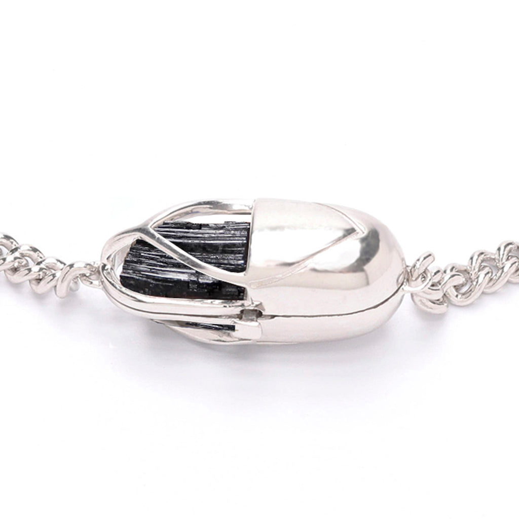 Capsule Crystal Chain Necklace - Sterling Silver
