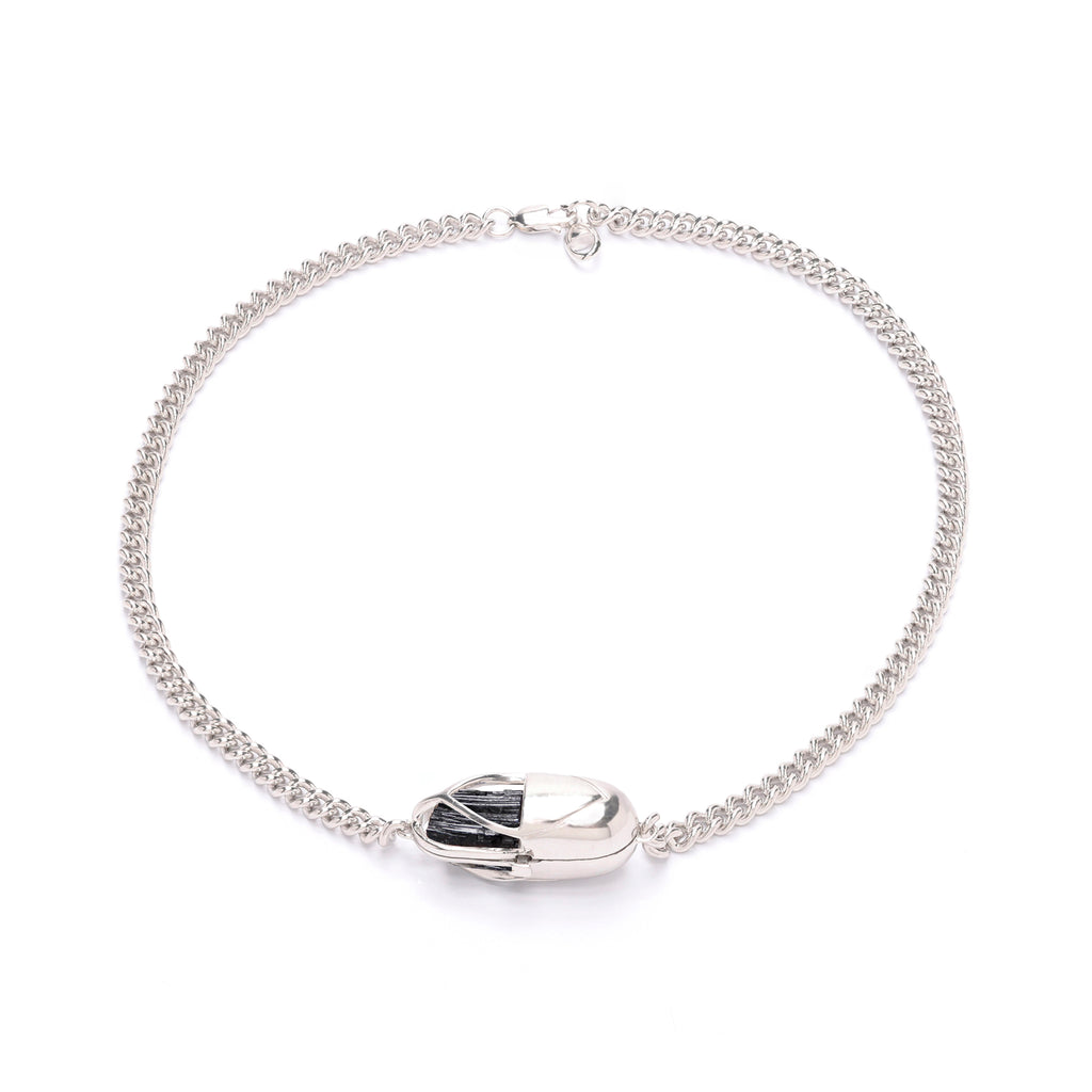 Capsule Crystal Chain Necklace - Sterling Silver