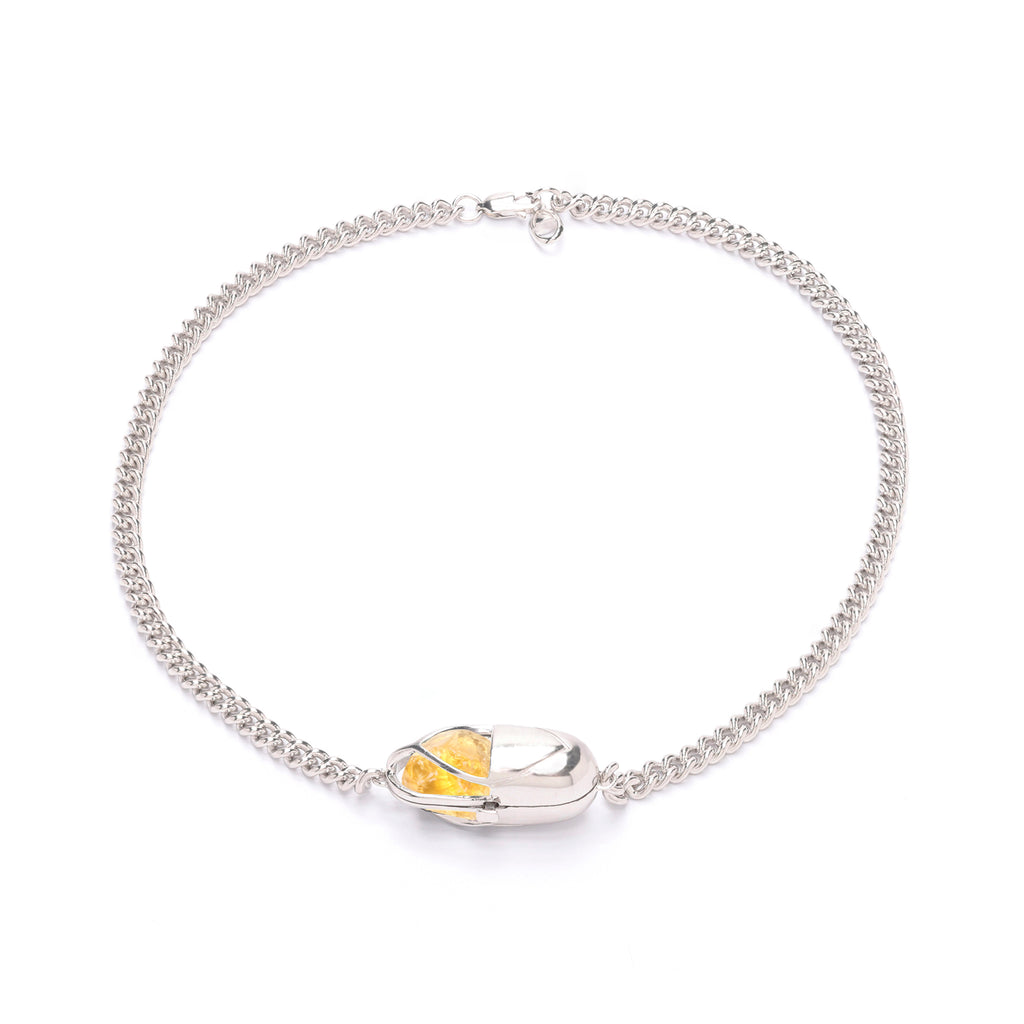 Capsule Crystal Chain Necklace - Sterling Silver