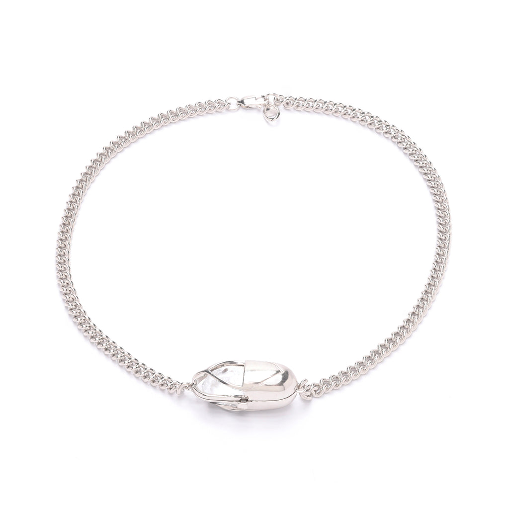 Capsule Crystal Chain Necklace - Sterling Silver