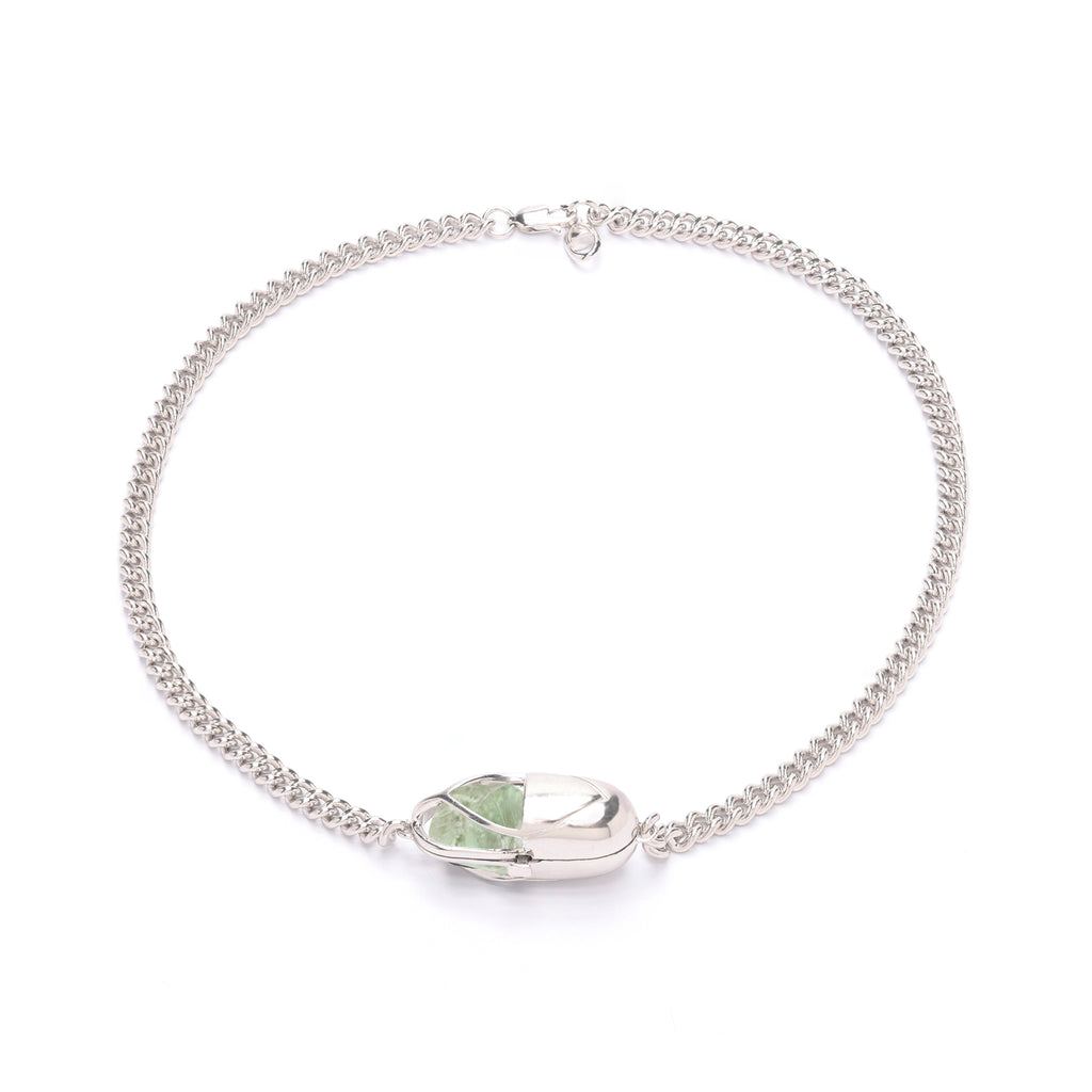 Capsule Crystal Chain Necklace - Sterling Silver