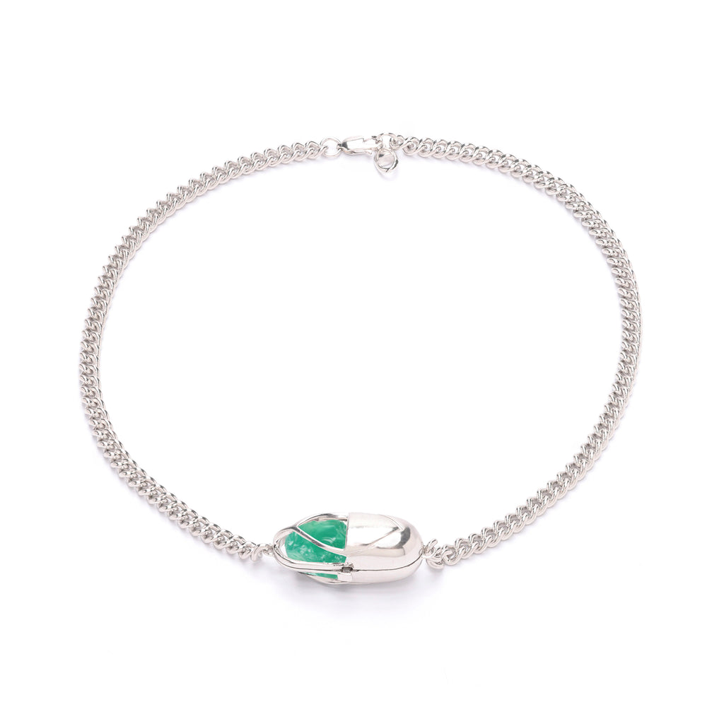 Capsule Crystal Chain Necklace - Sterling Silver