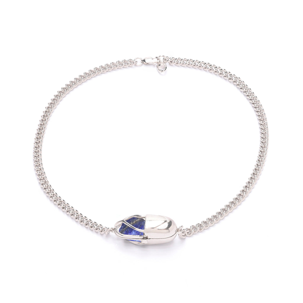 Capsule Crystal Chain Necklace - Sterling Silver