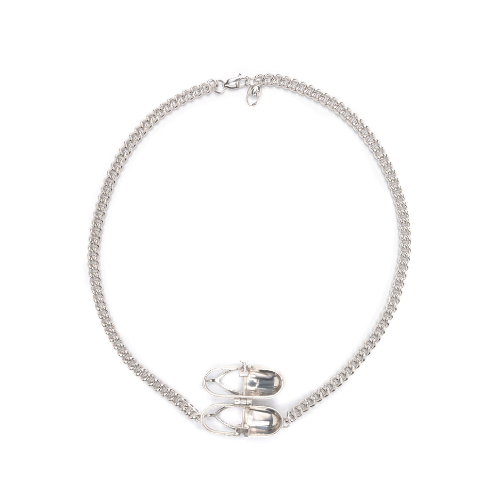 Capsule Crystal Chain Necklace - Sterling Silver