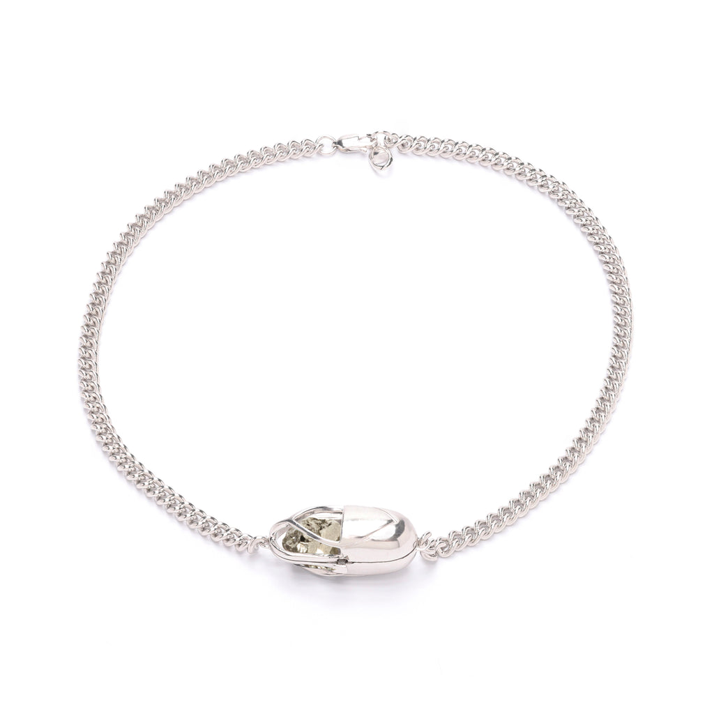 Capsule Crystal Chain Necklace - Sterling Silver