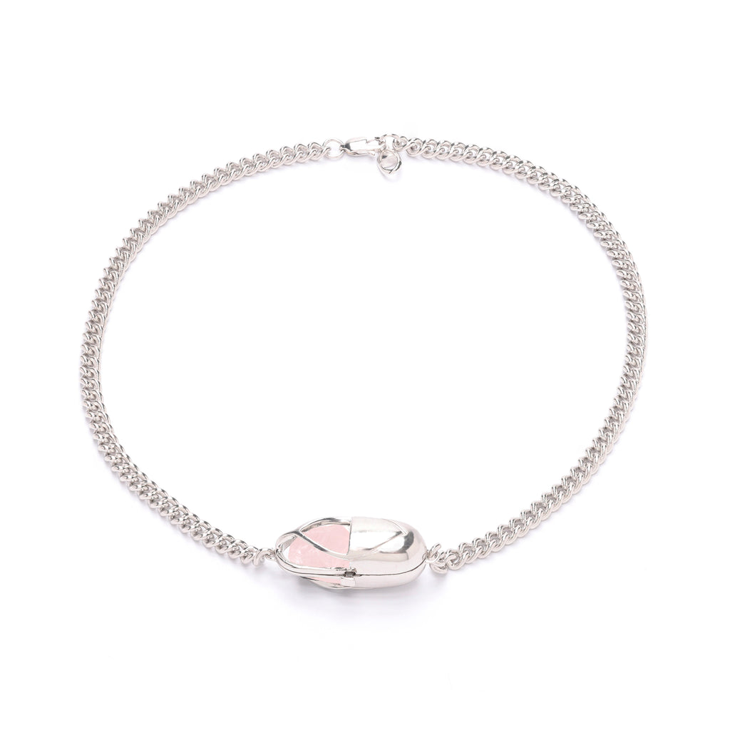 Capsule Crystal Chain Necklace - Sterling Silver