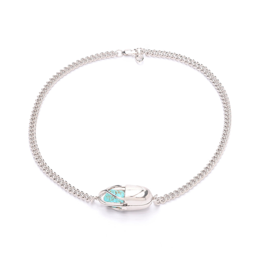 Capsule Crystal Chain Necklace - Sterling Silver