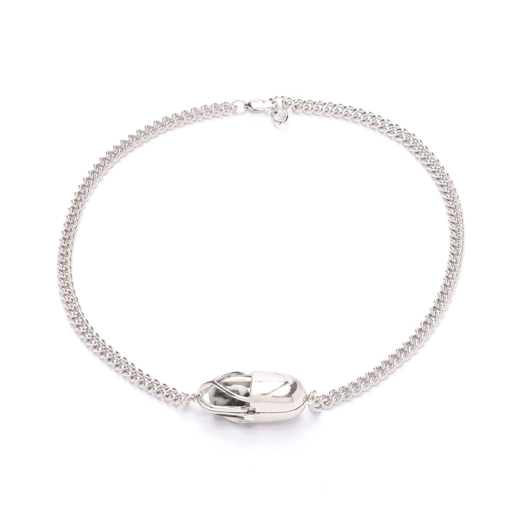 Capsule Crystal Chain Necklace - Sterling Silver