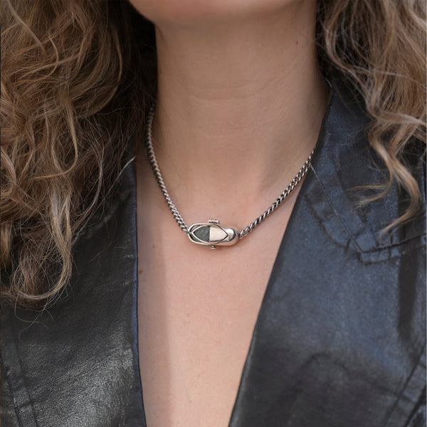 Capsule Crystal Chain Necklace - Sterling Silver