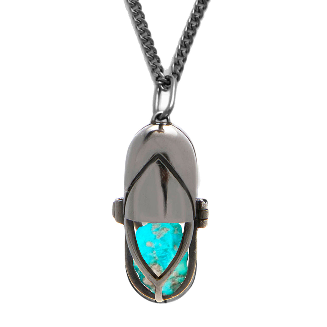 Capsule Turquoise Pendant - Black Rhodium Plated Sterling Silver