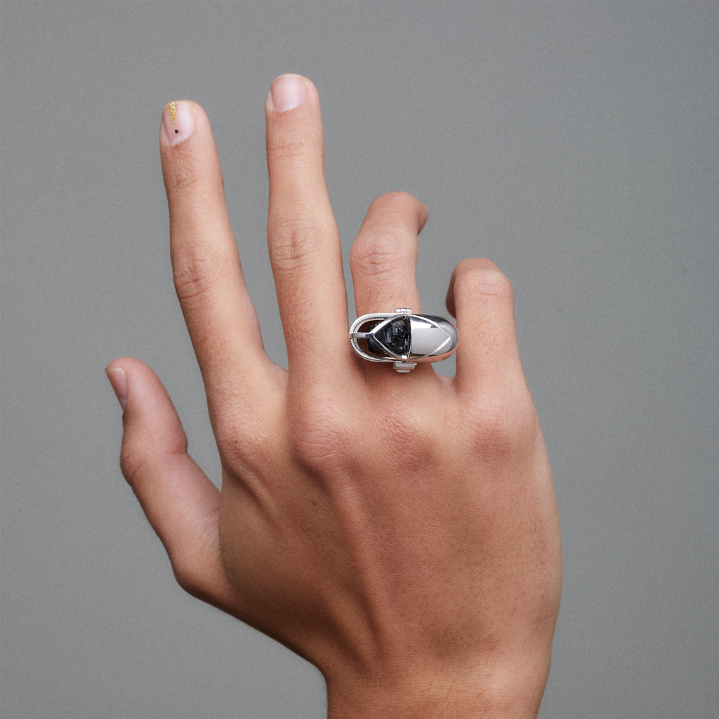 Capsule Crystal Ring - Sterling Silver