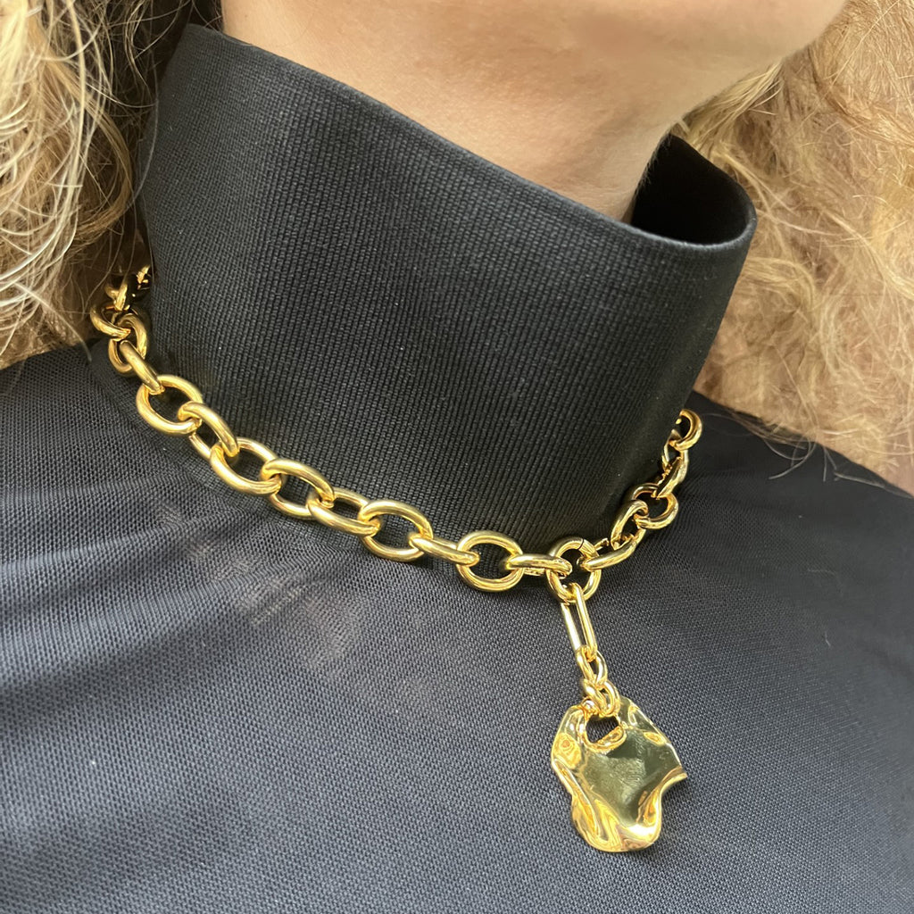 Desert Melted Coin Necklace - 18kt Gold-Plated