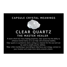 Load image into Gallery viewer, clear quartz crystal meaning card included with the Empower Capsule Energy Bag
