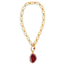 Load image into Gallery viewer, Pantone Collaboration Chain and Agate Eye Necklace  - Gold - Mocha Mousse
