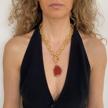 Load image into Gallery viewer, Pantone Collaboration Chain and Agate Eye Necklace  - Gold - Mocha Mousse
