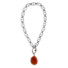 Load image into Gallery viewer, Pantone Collaboration Chain and Agate Eye Necklace  - Silver - Mocha Mousse
