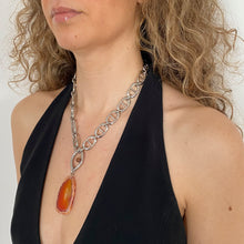 Load image into Gallery viewer, Pantone Collaboration Chain and Agate Eye Necklace  - Silver - Mocha Mousse
