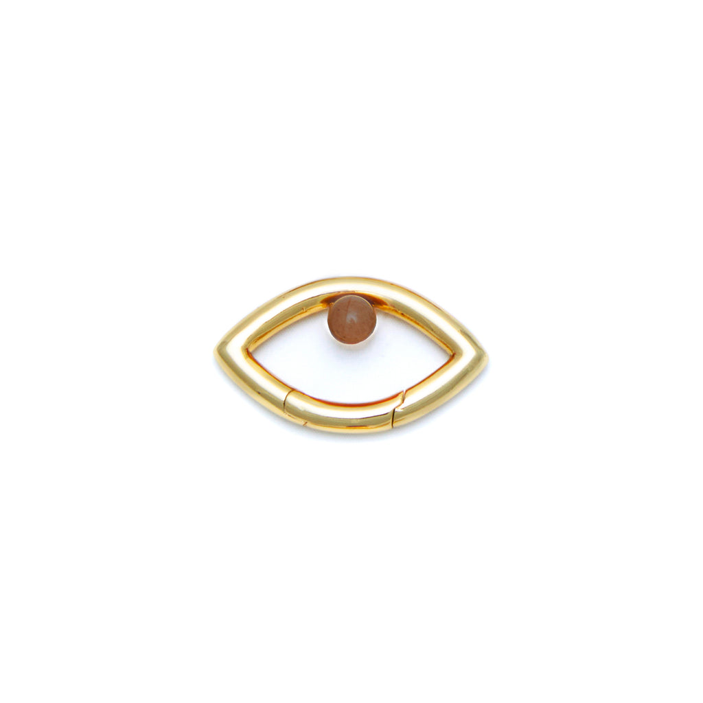 Pantone Collaboration Cord and Agate Eye Necklace  - Gold - Mocha Mousse