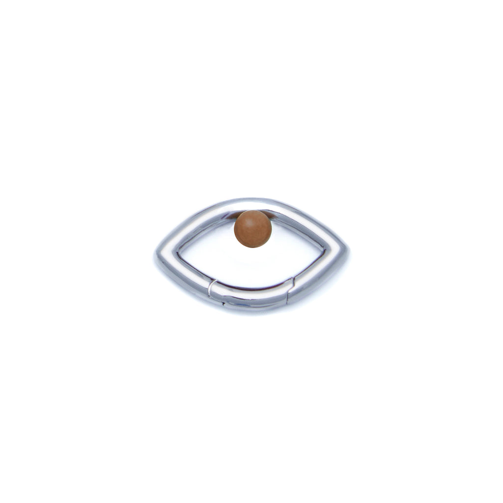 Pantone Collaboration Lariat Chain Agate Eye Necklace  - Silver - Mocha Mousse