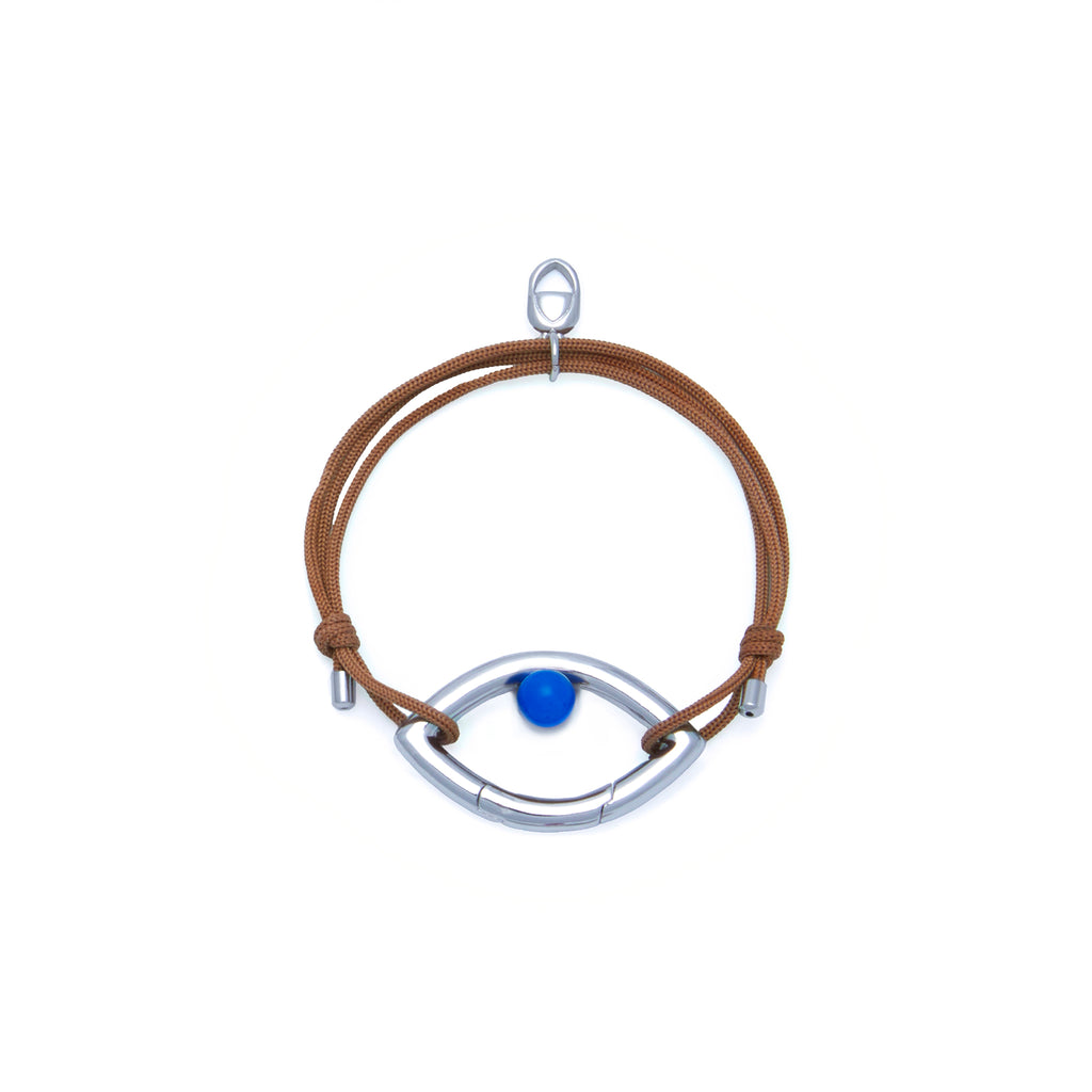 Pantone Collaboration Cord Eye Bracelet  - Silver - Mocha Mousse