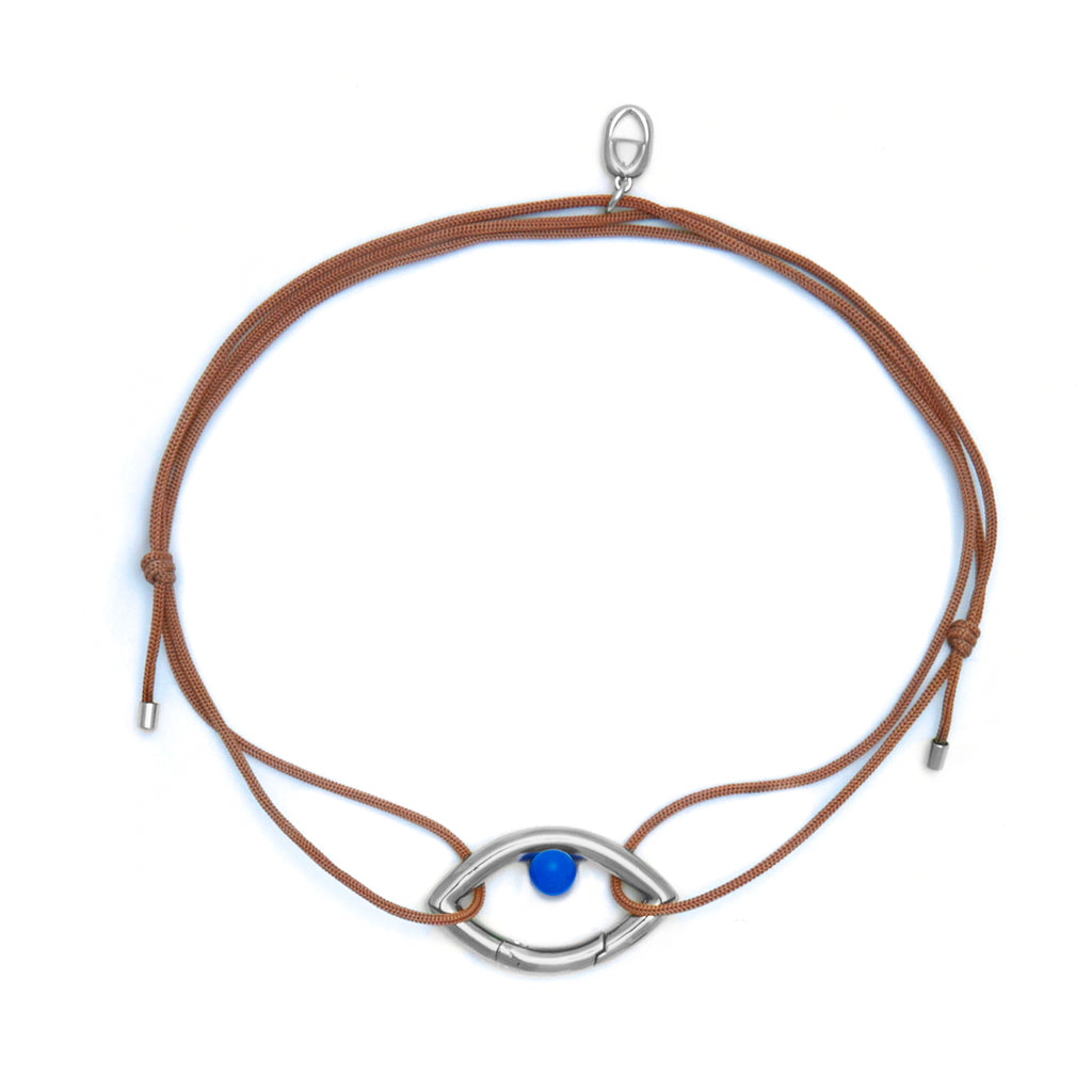 Pantone Collaboration Cord Eye Necklace  - Silver - Mocha Mousse