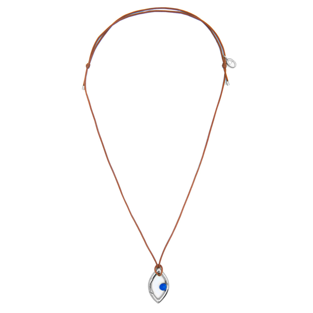 Pantone Collaboration Cord Eye Necklace  - Silver - Mocha Mousse