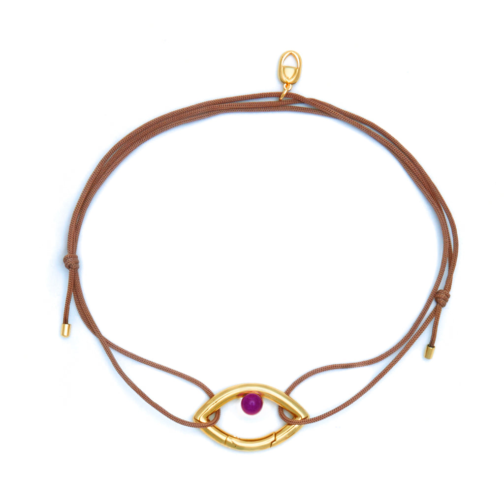 Pantone Collaboration Cord Eye Necklace  - Gold - Mocha Mousse