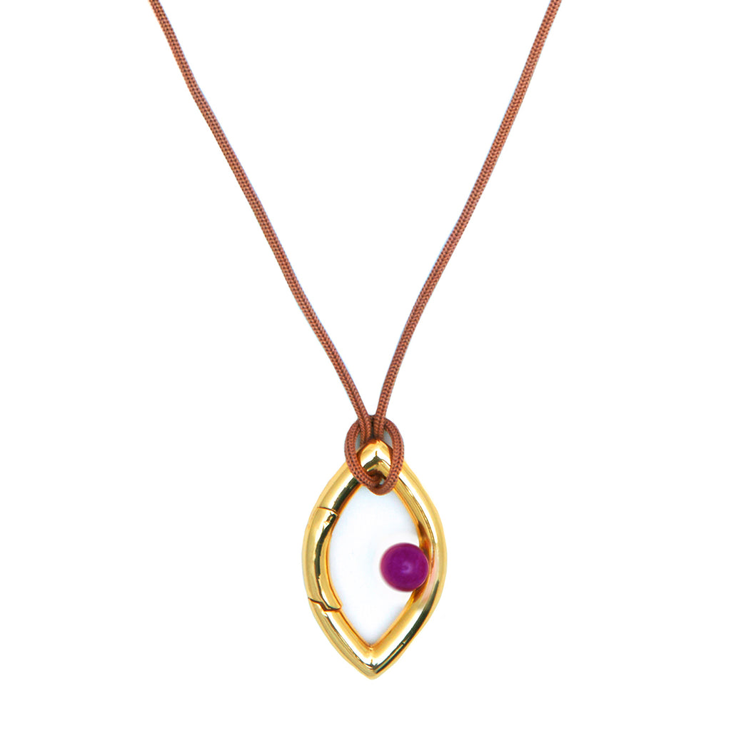Pantone Collaboration Cord Eye Necklace  - Gold - Mocha Mousse