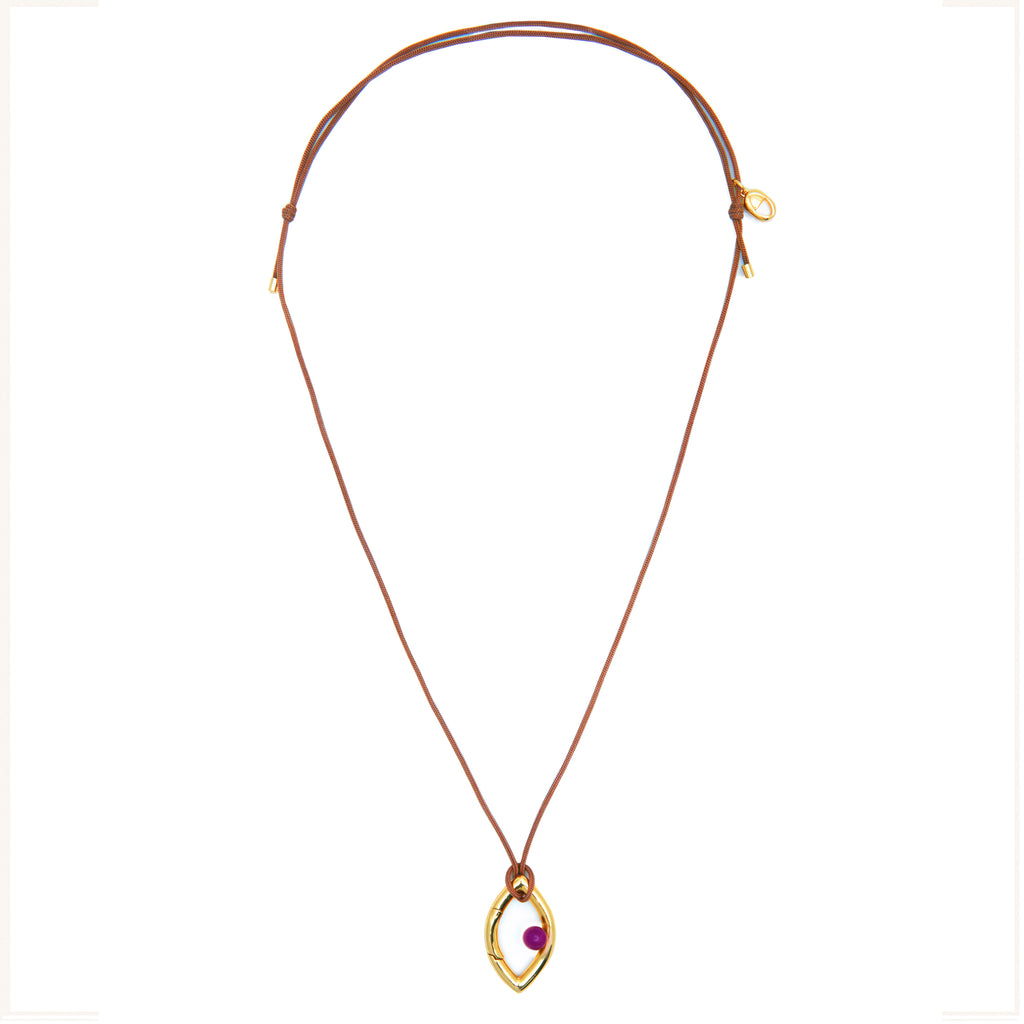 Pantone Collaboration Cord Eye Necklace  - Gold - Mocha Mousse