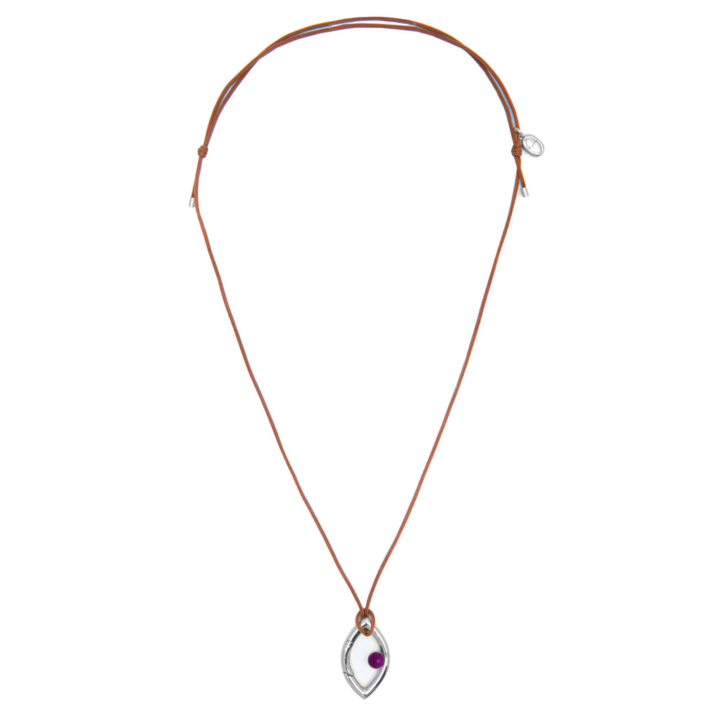 Pantone Collaboration Cord Eye Necklace  - Silver - Mocha Mousse