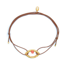 Load image into Gallery viewer, Pantone Collaboration Cord Eye Necklace  - Gold - Mocha Mousse
