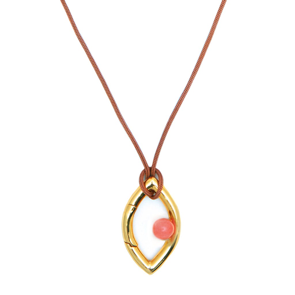 Pantone Collaboration Cord Eye Necklace  - Gold - Mocha Mousse