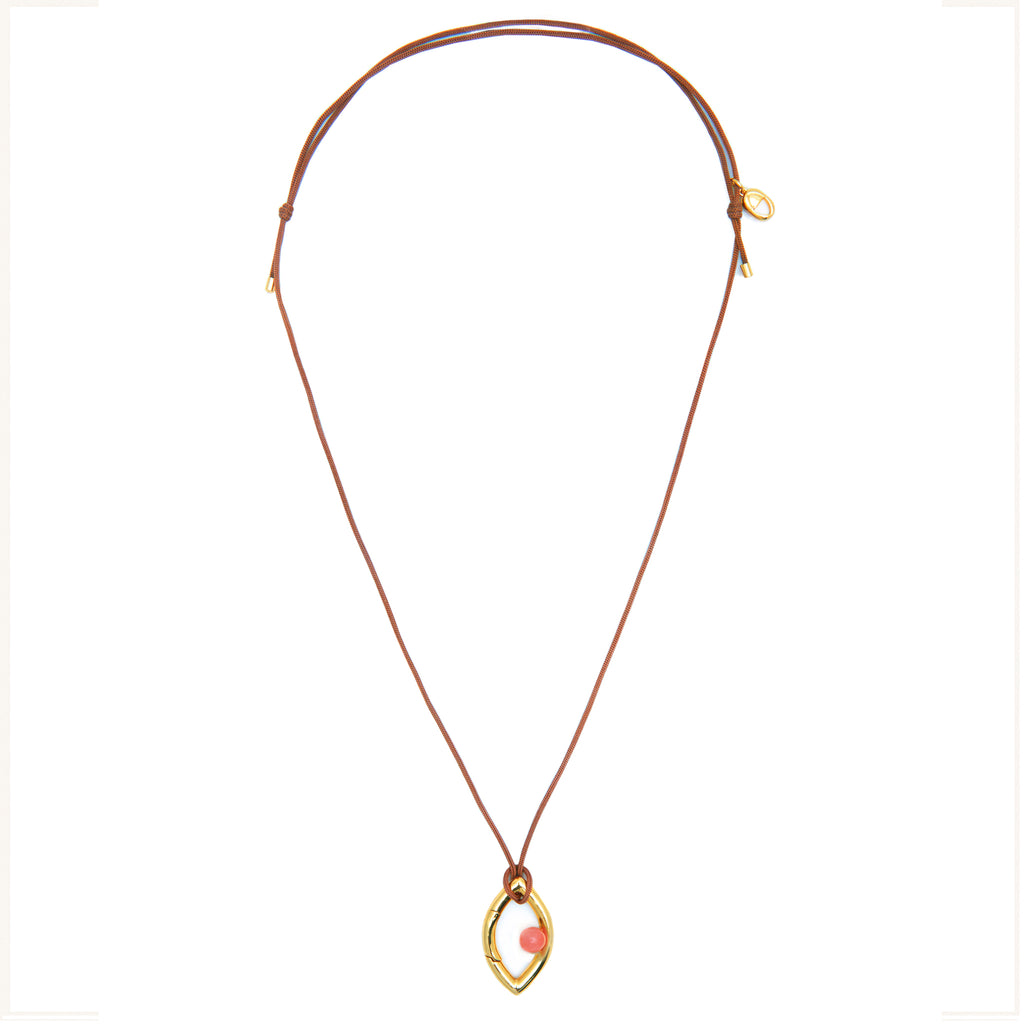 Pantone Collaboration Cord Eye Necklace  - Gold - Mocha Mousse