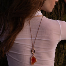 Load image into Gallery viewer, Pantone Collaboration Cord and Agate Eye Necklace  - Gold - Mocha Mousse

