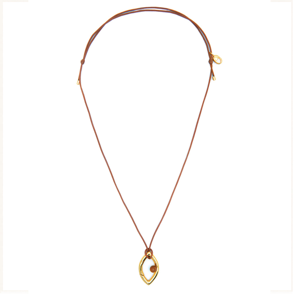 Pantone Collaboration Cord Eye Necklace  - Gold - Mocha Mousse
