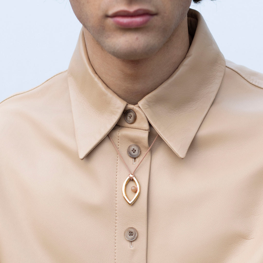 Pantone Collaboration Cord Eye Necklace  - Gold - Mocha Mousse
