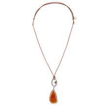 Load image into Gallery viewer, Pantone Collaboration Cord and Agate Eye Necklace  - Silver - Mocha Mousse
