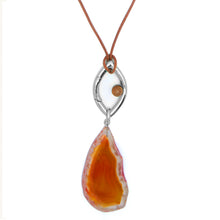 Load image into Gallery viewer, Pantone Collaboration Cord and Agate Eye Necklace  - Silver - Mocha Mousse
