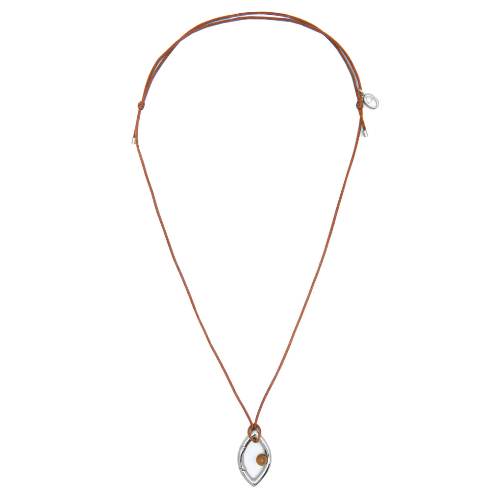 Pantone Collaboration Cord Eye Necklace  - Silver - Mocha Mousse