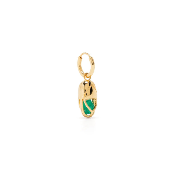 Mini Capsule Crystal Hoop Earring - Green Onyx, 24kt Gold Vermeil