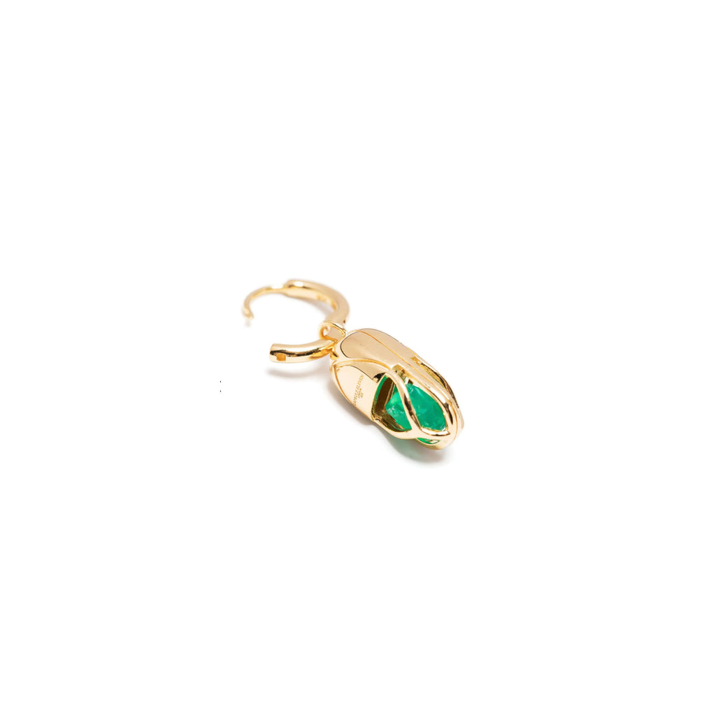 Mini Capsule Crystal Hoop Earring - Green Onyx, 24kt Gold Vermeil