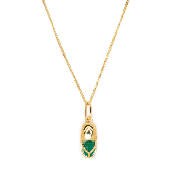 Mini Capsule Crystal Necklace - Green Onyx, 24kt Gold Vermeil