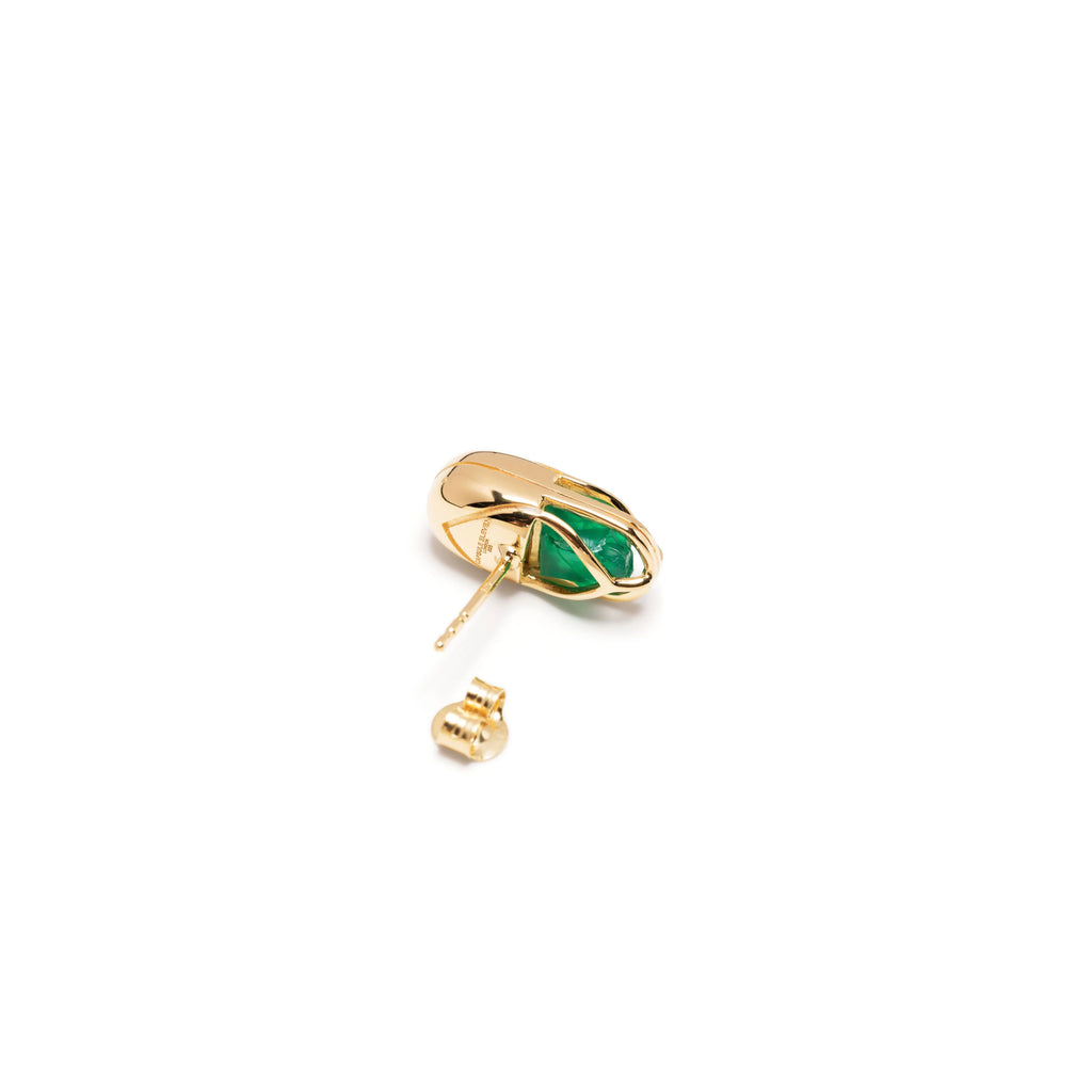 Mini Capsule Crystal Stud Earring - 18kt recycled gold and Green Onyx - made to order