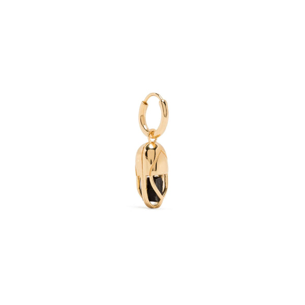 Mini Capsule Crystal Hoop Earring - Black Onyx, 24kt Gold Vermeil