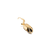 Load image into Gallery viewer, Mini Capsule Crystal Hoop Earring - 18kt recycled gold and Black Onyx - made to order
